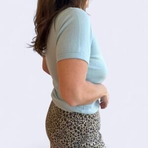 Vintage 90s Y2K Baby blue short sleeve preppy soft knit top